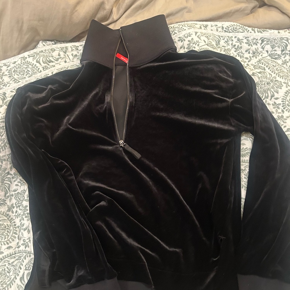 SPANX Black Quarter-Zip Top
